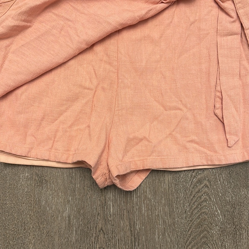PINK LILY LINEN BLEND PEACHY WRAP SKORT - Size Medium SKU:153 - Picture 2 of 5